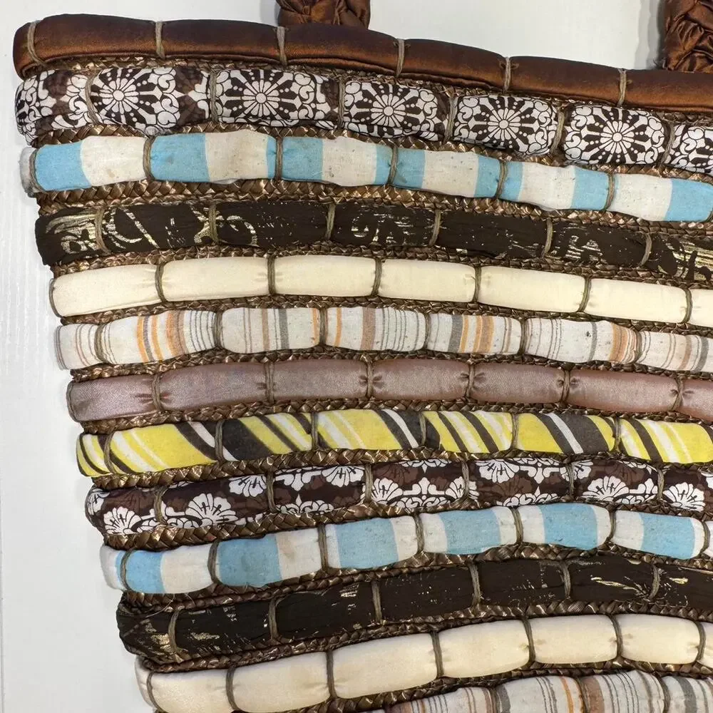 Vintage 1970s Handmade Island Woven Resort Bag‎ Oversized Boho Textile Tote